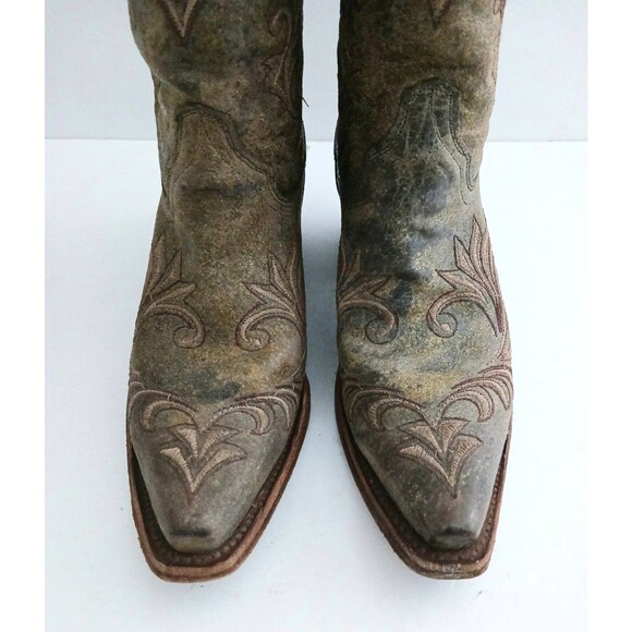 Corral Circle G Embroidered Western Boot Brown Crackle Distressed Leather 6.5M - Picture 3 of 11
